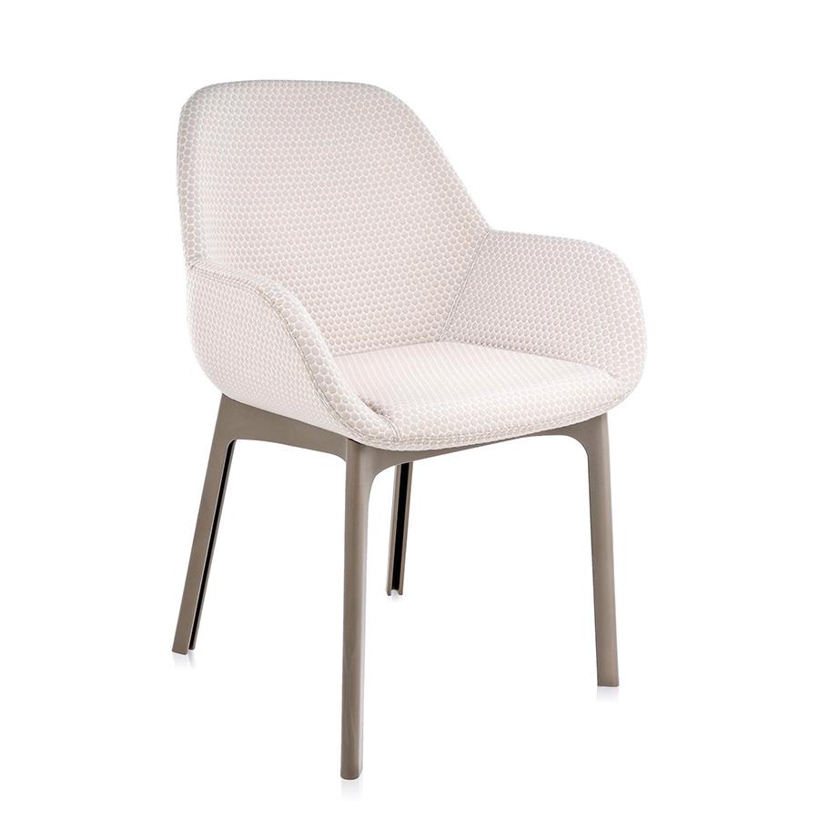 KARTELL fauteuil CLAP MELANGE (Base tourterelle, siège beige - Tissu et technopolymère thermoplastiq