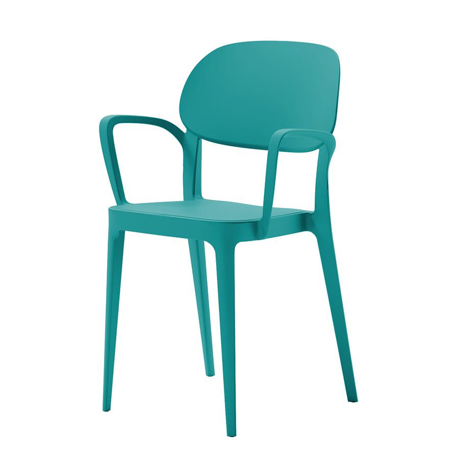 ALMA DESIGN set de 4 chaises avec accoudoirs AMY (Bleu émeraude - Polypropylène)