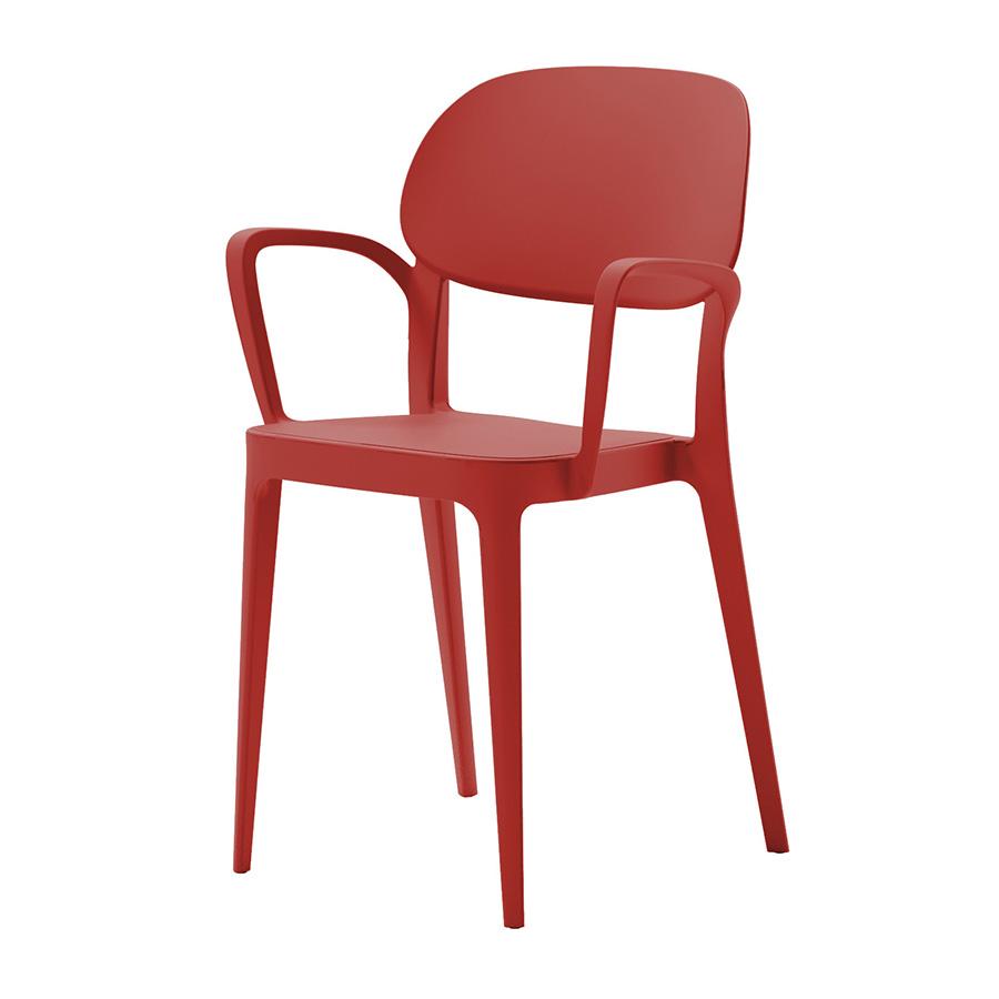 ALMA DESIGN set de 4 chaises avec accoudoirs AMY (Rouge brique - Polypropylène)