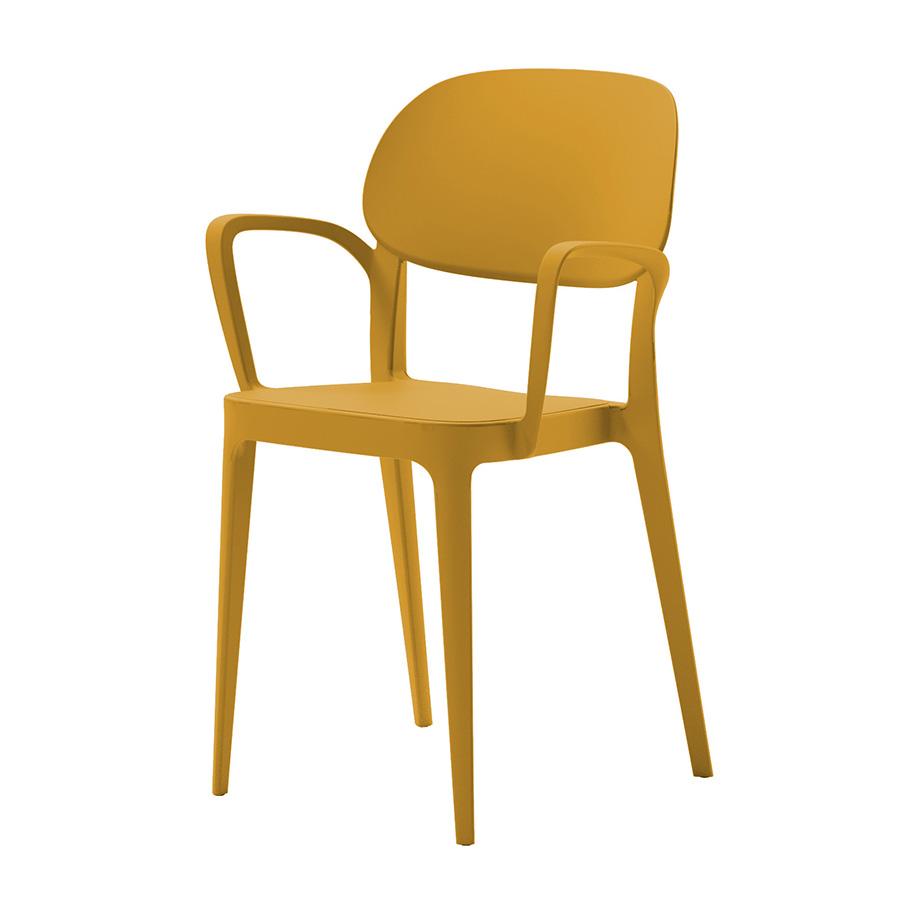 ALMA DESIGN set de 4 chaises avec accoudoirs AMY (Jaune ambré - Polypropylène)