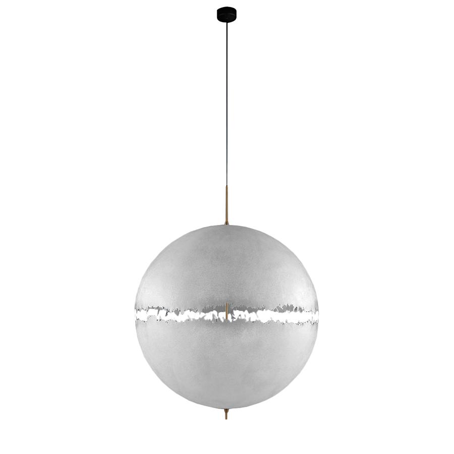CATELLANI & SMITH lampe à suspension POSTKRISI 66 (Blanc, tige en laiton, base noire - Fibre de verr