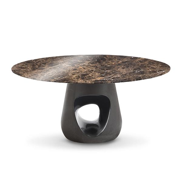 HORM table ronde BARBARA Ø 160 cm (marbre Emperador - plateau en Marbre et base en ciment gris foncé