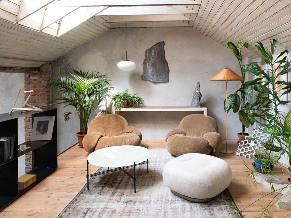 GUBI pouf ottoman with swivel base PACHA