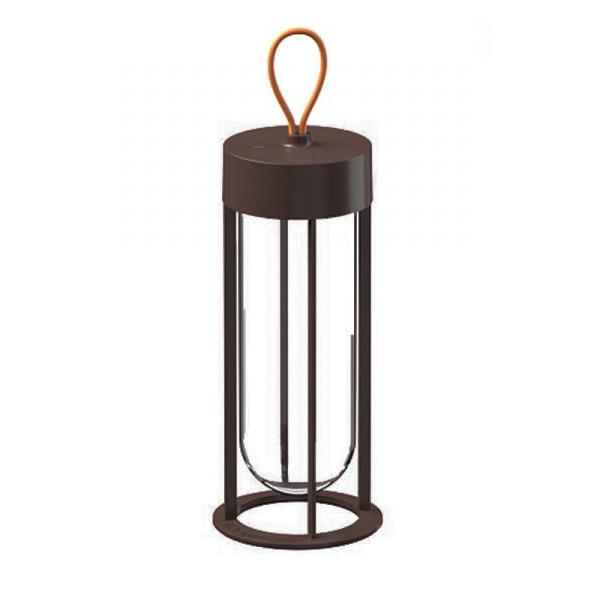 FLOS lampe de table IN VITRO UNPLUGGED (2700K, marron foncé - aluminium et verre)