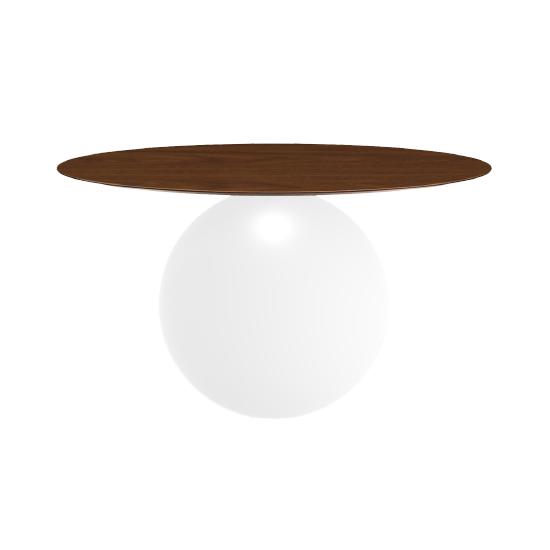 BONALDO table ronde CIRCUS Ø 140 cm base blanc opaque (Plateau en noyer américain - Métal et bois)