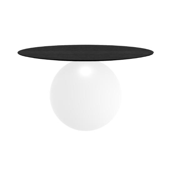 BONALDO table ronde CIRCUS Ø 140 cm base blanc opaque (Plateau en chêne brossé anthracite - Métal et