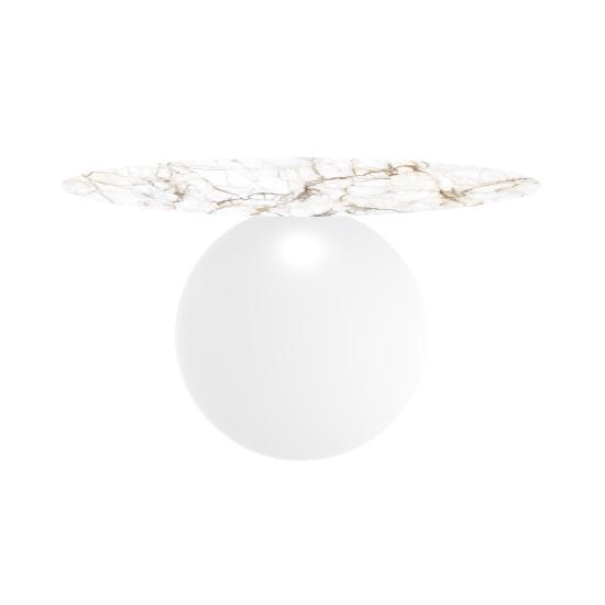 BONALDO table ronde CIRCUS Ø 140 cm base blanc opaque (Top tache ancienne Calacatta, finition soie -
