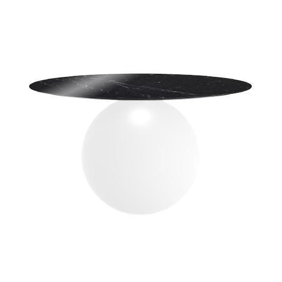 BONALDO table ronde CIRCUS Ø 140 cm base blanc opaque (Piano Marquina lucido - métal et marbre)