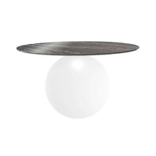 BONALDO table ronde CIRCUS Ø 140 cm base blanc opaque (Top Emperador brillant - métal et marbre)