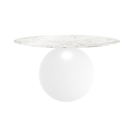 BONALDO table ronde CIRCUS Ø 140 cm base blanc opaque (Top Calacatta brillant - métal et marbre)