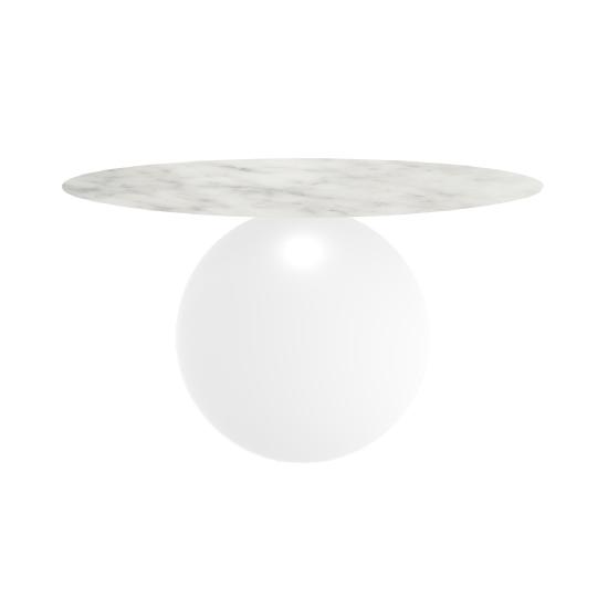 BONALDO table ronde CIRCUS Ø 140 cm base blanc opaque (Top mat Carrara - métal et marbre)