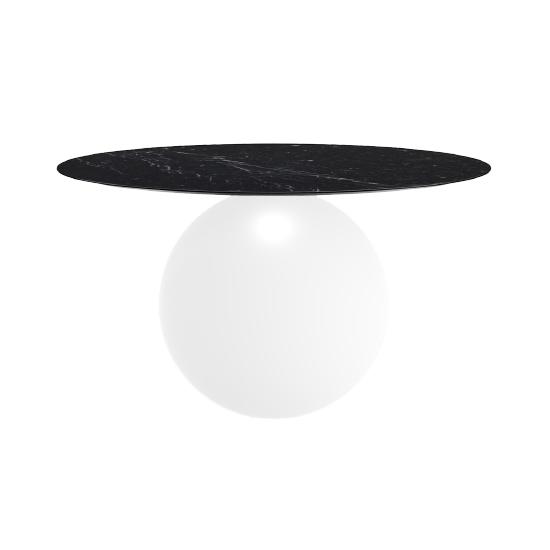 BONALDO table ronde CIRCUS Ø 140 cm base blanc opaque (Top Marquina mat - métal et marbre)