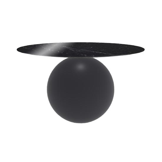BONALDO table ronde CIRCUS Ø 140 cm base gris anthracite opaque (Piano Marquina lucido - métal et ma