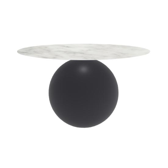 BONALDO table ronde CIRCUS Ø 140 cm base gris anthracite opaque (Top mat Carrara - métal et marbre)