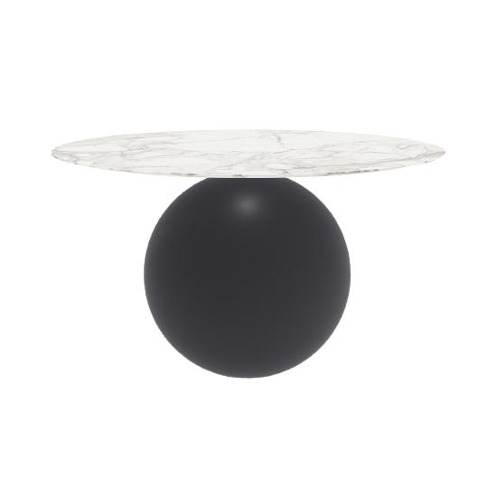 BONALDO table ronde CIRCUS Ø 140 cm base gris anthracite opaque (Top Calacatta mat - métal et marbre