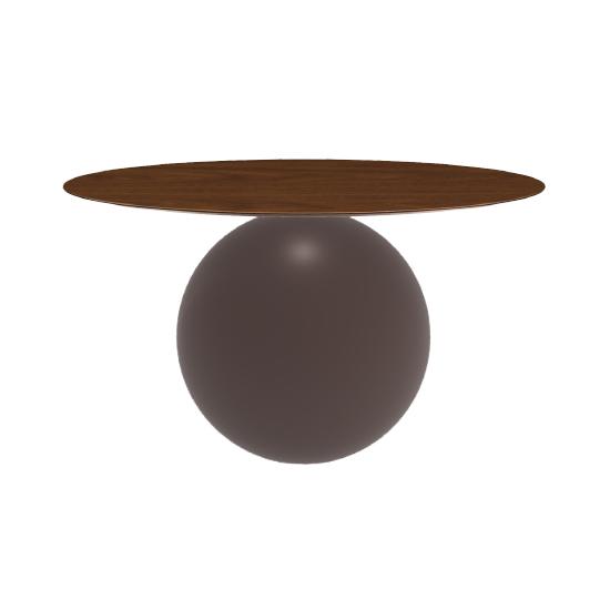 BONALDO table ronde CIRCUS Ø 140 cm base marron opaque (Plateau en noyer américain - Métal et bois)