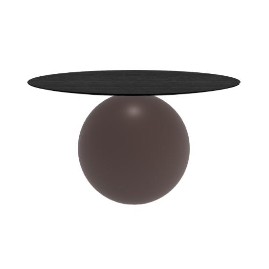 BONALDO table ronde CIRCUS Ø 140 cm base marron opaque (Plateau en chêne brossé anthracite - Métal e