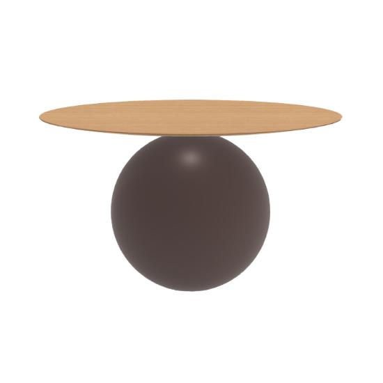 BONALDO table ronde CIRCUS Ø 140 cm base marron opaque (Plateau en chêne naturel brossé - Métal et b