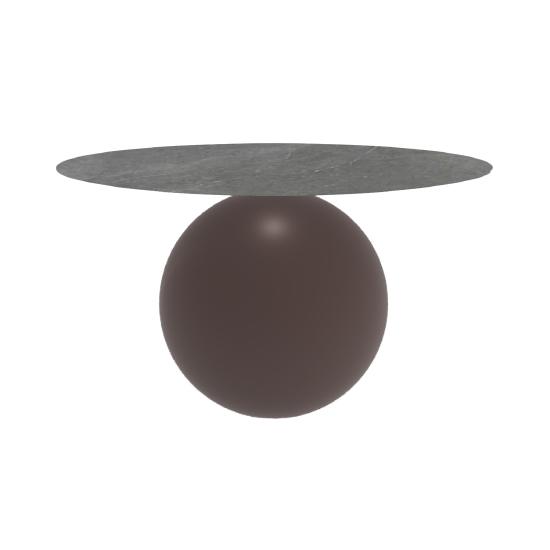 BONALDO table ronde CIRCUS Ø 140 cm base marron opaque (Top gris ardoise mat - métal et céramique)