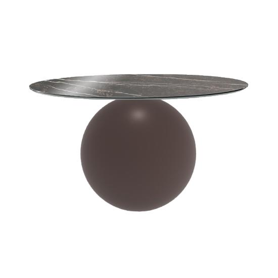 BONALDO table ronde CIRCUS Ø 140 cm base marron opaque (Top Emperador brillant - métal et marbre)