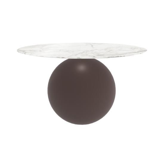 BONALDO table ronde CIRCUS Ø 140 cm base marron opaque (Top Calacatta brillant - métal et marbre)