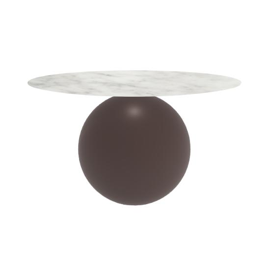 BONALDO table ronde CIRCUS Ø 140 cm base marron opaque (Top mat Carrara - métal et marbre)