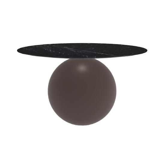 BONALDO table ronde CIRCUS Ø 140 cm base marron opaque (Top Marquina mat - métal et marbre)