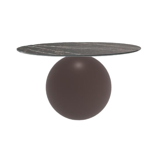 BONALDO table ronde CIRCUS Ø 140 cm base marron opaque (Top Emperador mat - métal et marbre)