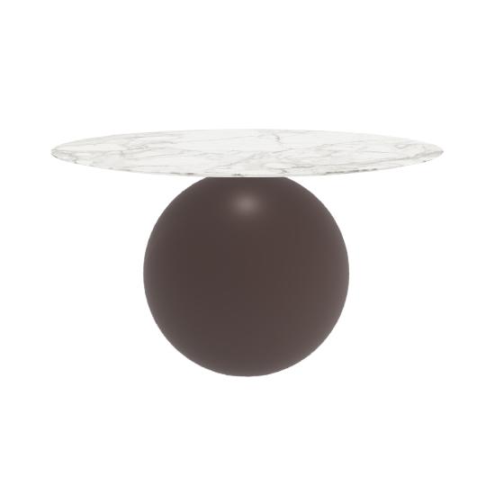 BONALDO table ronde CIRCUS Ø 140 cm base marron opaque (Top Calacatta mat - métal et marbre)