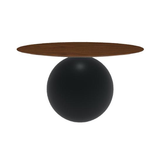 BONALDO table ronde CIRCUS Ø 140 cm base noir opaque (Plateau en noyer américain - Métal et bois)