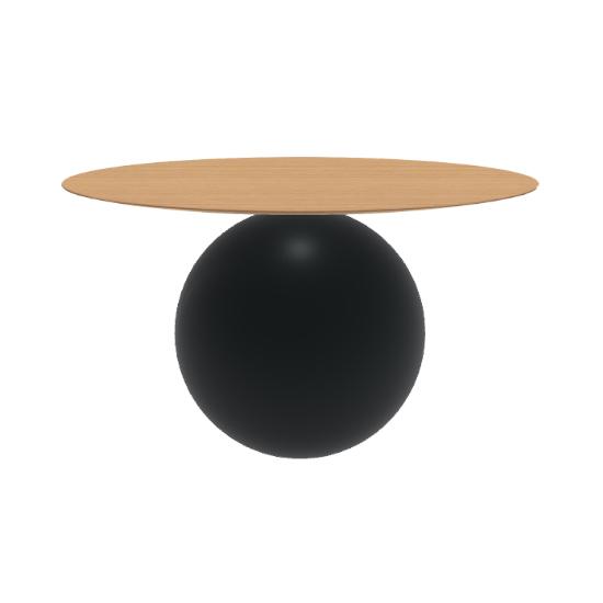 BONALDO table ronde CIRCUS Ø 140 cm base noir opaque (Plateau en chêne naturel brossé - Métal et boi