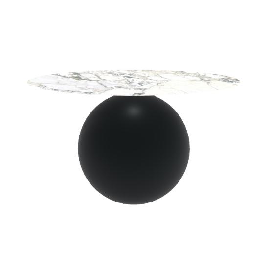 BONALDO table ronde CIRCUS Ø 140 cm base noir opaque (Top Calacatta brillant - métal et céramique)
