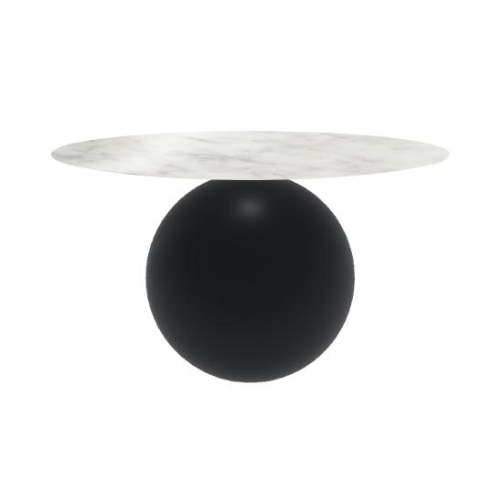 BONALDO table ronde CIRCUS Ø 140 cm base noir opaque (Top Carrara brillant - métal et marbre)