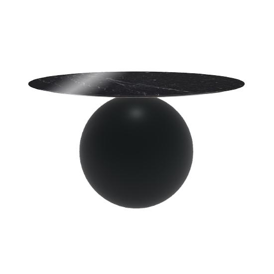 BONALDO table ronde CIRCUS Ø 140 cm base noir opaque (Piano Marquina lucido - métal et marbre)