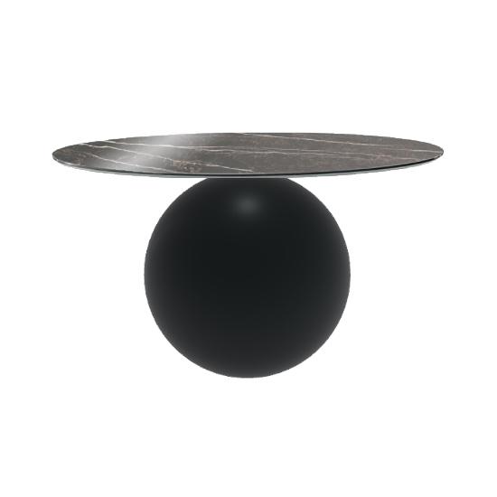 BONALDO table ronde CIRCUS Ø 140 cm base noir opaque (Top Emperador brillant - métal et marbre)