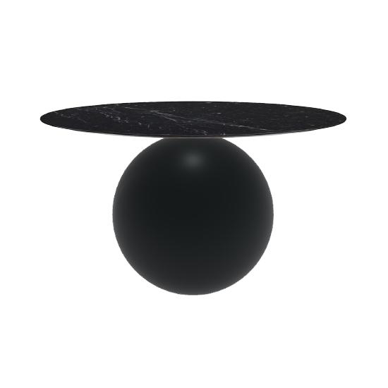 BONALDO table ronde CIRCUS Ø 140 cm base noir opaque (Top Marquina mat - métal et marbre)