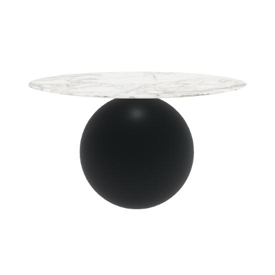 BONALDO table ronde CIRCUS Ø 140 cm base noir opaque (Top Calacatta mat - métal et marbre)