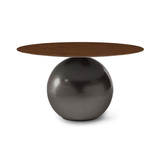 BONALDO table ronde CIRCUS Ø 140 cm base plomb (Plateau en noyer américain - Métal Plus et bois)