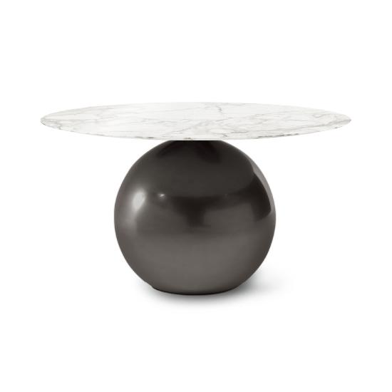 BONALDO table ronde CIRCUS Ø 140 cm base plomb (Top Calacatta brillant - Métal Plus et marbre)