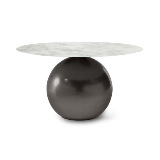 BONALDO table ronde CIRCUS Ø 140 cm base plomb (Top mat Carrara - Métal Plus et marbre)