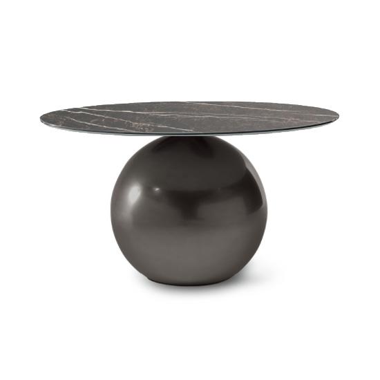 BONALDO table ronde CIRCUS Ø 140 cm base plomb (Top Emperador mat - Métal Plus et marbre)