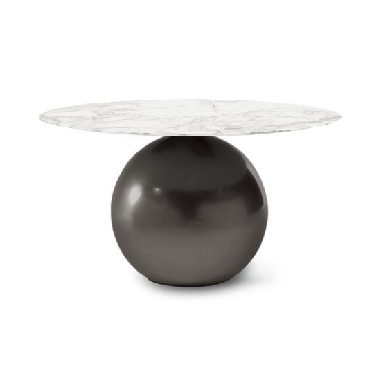 BONALDO table ronde CIRCUS Ø 140 cm base plomb (Top Calacatta mat - Métal Plus et marbre)