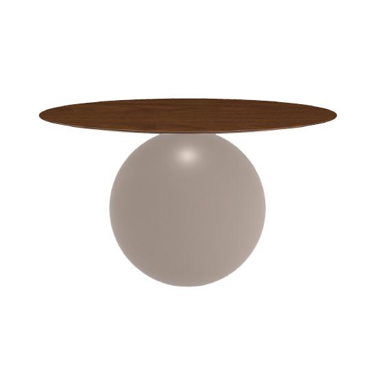 BONALDO table ronde CIRCUS Ø 140 cm base tourterelle opaque (Plateau en noyer américain - Métal et b