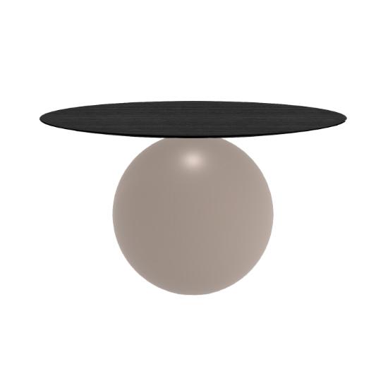 BONALDO table ronde CIRCUS Ø 140 cm base tourterelle opaque (Plateau en chêne brossé anthracite - Mé