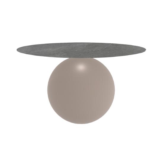 BONALDO table ronde CIRCUS Ø 140 cm base tourterelle opaque (Top gris ardoise mat - métal et céramiq