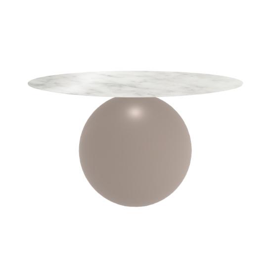 BONALDO table ronde CIRCUS Ø 140 cm base tourterelle opaque (Top Carrara brillant - métal et marbre)
