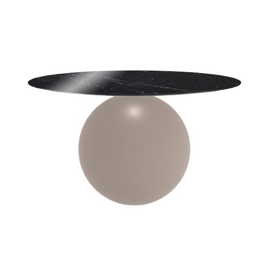 BONALDO table ronde CIRCUS Ø 140 cm base tourterelle opaque (Piano Marquina lucido - métal et marbre