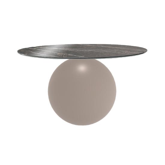 BONALDO table ronde CIRCUS Ø 140 cm base tourterelle opaque (Top Emperador brillant - métal et marbr