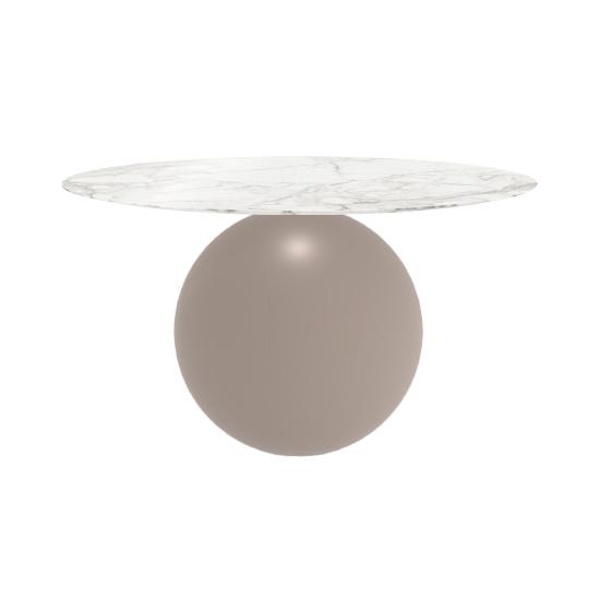 BONALDO table ronde CIRCUS Ø 140 cm base tourterelle opaque (Top Calacatta brillant - métal et marbr