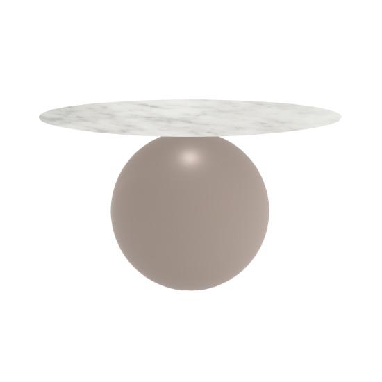 BONALDO table ronde CIRCUS Ø 140 cm base tourterelle opaque (Top mat Carrara - métal et marbre)